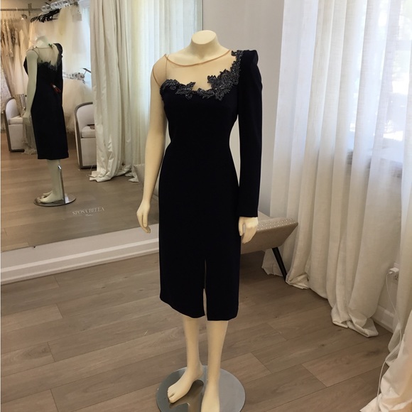 Tarik Ediz Dresses & Skirts - SAMPLE SALE! Tarik Ediz: Blue Asymmetrical Short Dress